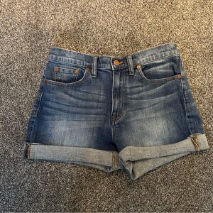 Madewell Classic Blue Denim Cuffed Shorts size 27 with 2” inseam.